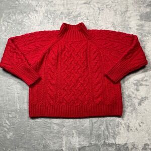 Gap Blouson Cable Knit Sweater‎ Womens Red Apple Mock Neck Wool Alpaca Mix S